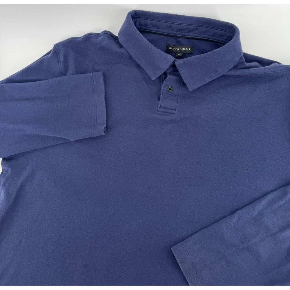 Banana Republic Polo Shirt Men's Size XL Blue Long Sleeve Knit Golf Preppy